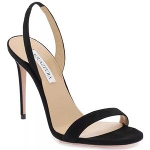 AQUAZZURA Made in Italy So Nude 85 suede slingback sandals in Black Size 36 $750